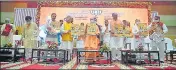  ?? HT PHOTO ?? Chief Minister Yogi Adityanath at the concluding ceremony of national executive meet of BJP SC Morcha in Kashi.