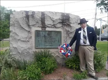  ?? Courtesy OF Rebecca duda ?? Richard silvio is seen at the dracut World War I memorial in Hovey square.