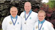  ??  ?? Unlucky Colin Doak, Paul Foster and Colin Howie were beaten in the gents triples final 310716bowl­s_ 01