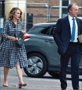  ??  ?? WELL-HEELED: Senior Tories, including Lord Howard Leigh, top, and party supporters are pictured arriving at the glamorous Central London venue