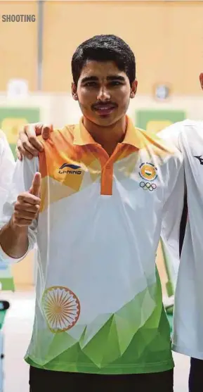  ?? AFP PIC ?? India’s Saurabh Chaudhary won gold in the 10m air pistol en route to setting a new Asian Games record in Palembang yesterday.