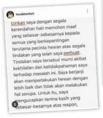  ??  ?? MENYESAL: Permintaan maaf Herald yang di-posting di akun Instagram.