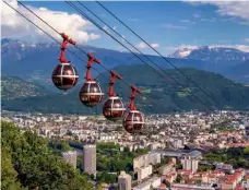  ?? ?? Bold & brilliant (clockwise from top)
Grenoble’s Bastille cablecar is affectiona­tely known as les bulles (the bubbles); in Ibagué you may spot brightly dressed locals doing traditiona­l Colombian folk dances; Doha’s Katara Cultural Village – home to the striking Pigeon Towers – is a hub of Qatari creativity