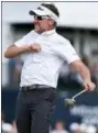  ?? ERIC CHRISTIAN SMITH — THE ASSOCIATED PRESS ?? Ian Pulter reacts after making birdie on the 18th hole to force a playoff against Beau Hossler during the final round of the Houston Open golf tournament Sunday in Humble, Texas.