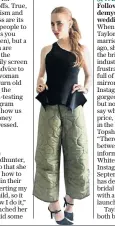  ??  ?? Upcycled: who says an army sleeping bag can’t make excellent culottes?