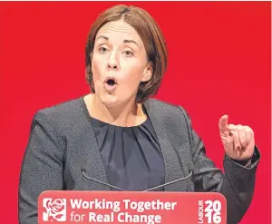  ?? Picture: PA. ?? Scottish leader Kezia Dugdale speaking at the conference.