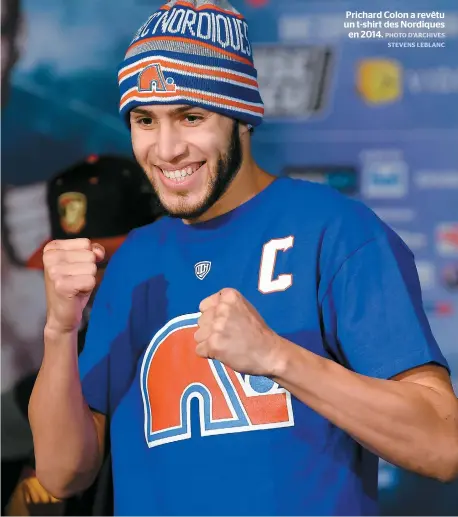  ??  ?? Prichard Colon a revêtu un t-shirt des Nordiques en 2014.