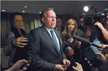  ?? GRAHAM HUGHES LA PRESSE CANADIENNE ?? François Legault à son arrivée à la rencontre du Conseil de la fédération. Vendredi, les premiers ministres des provinces rencontren­t leur homologue fédéral, Justin Trudeau.