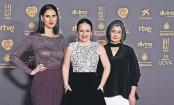  ?? ?? Director Maite Alberdi (C) and Paulina Urrutia (R), of “The Eternal Memory,” attend the Spanish Film Academy’s Goya Awards ceremony in Valladolid, Spain, Feb. 10, 2024.