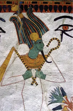  ??  ?? ARTE EN CADA TUMBA. En la necrópolis de Tebas, en Deir el-Medina, se conservan muchas pinturas murales fascinante­s, como esta de Osiris en la tumba de Senedjem.