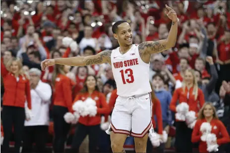  ?? JAY LAPRETE — THE ASSOCIATED PRESS ?? Ohio State’s C.J. Walker celebrates after the Buckeyes defeated Maryland on Feb. 2in Columbus.