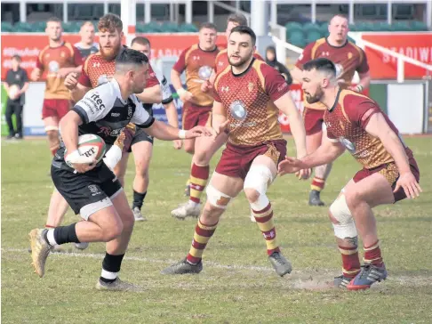  ??  ?? RGC were in fine form, scoring eight tries against Cross Keys at Eirias Park