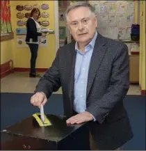  ??  ?? Brendan Howlin voting in Kennedy Park school on Friday.