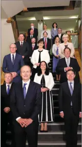  ??  ?? Minister Foley (centre) with Taoiseach Micheál Martin and Cabinet colleagues in Dublin Castle