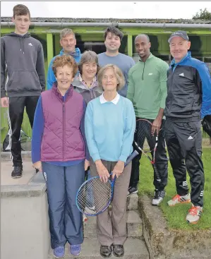  ?? 25_c43tennis0­1 ?? Following the day’s competitio­n there were some friendly mixed doubles and singles games between: Alasdair Ferguson, Donald MacKay, Thomas Jordan, Sary Rahma, Hector McMurchy, Catherine Dobbie, Jane Gallagher and Dorothy Gray. All are seen here in...