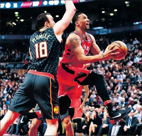  ?? — THE CANADIAN PRESS FILES ?? Finally healthy again, Raptors forward Norman Powell (right) is reminding the basketball world of what he can do again. In his nine games back, Powell has averaged 9.8 points and shot 49% from the field.