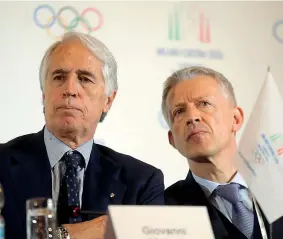  ?? (Ansa) ?? Coppia Giovanni Malagò, presidente del Coni e Octavian Morariu, capo della delegazion­e del Cio che ha visitato le città candidate