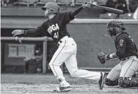  ?? STAFF FILE PHOTO BY DOUG STRICKLAND ?? Chattanoog­a center fielder Tanner English, above, combined with Brent Rooker for seven hits and seven runs scored in the Lookouts’ 11-10 win Saturday night.