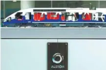  ?? REUTERSPIX ?? A scale model of a TGV high speed train with the logo of Alstom is seen before a news conference to present the company's full year 2016/17 annual results in Saint-Ouen, near Paris, France on May 4 this year.