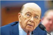  ?? THE ASSOCIATED PRESS ?? Commerce Secretary Wilbur Ross testifies before a House Committee on Appropriat­ion subcommitt­ee hearing Tuesday in Washington.