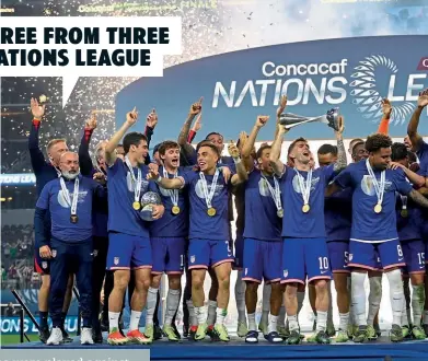  ?? ?? CONCACAF Nations League winners …USA captain Christian Pulisic lifts the trophy