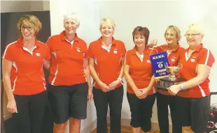  ??  ?? Above: Trafalgar’s women’s division two pennant winning team consisted of Sue Rogers, Cheryl Deppeler, Jenny Evison, Kerren Ludlow, Di Larsen and Karen MacGregor