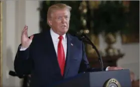  ?? THE ASSOCIATED PRESS ?? President Donald Trump speaks in the East Room of the White House in Washington.