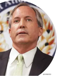  ?? AP PHOTO ?? Texas Attorney General Ken Paxton is leading the ACA court challenge.
