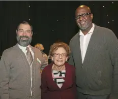  ?? John Colombo for the Post-Gazette ?? Jonathan Rosenson, Millie Myers and Jeff Davis at WQED's Cardigan Party on Wednesday in Oakland.