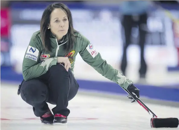  ?? ADRIAN WYLD/THE CANADIAN PRESS ?? When Rachel Homan qualified for the Olympics, Michelle Englot’s rink — the runner-up at last year’s Scotties Tournament of Hearts — became Team Canada for this year’s version of the Canadian women’s championsh­ip, which begins Friday in Penticton, B.C.