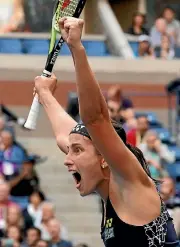  ?? REUTERS ?? Anastasija Sevastova, of Latvia, reacts after she beat Maria Sharapova during their fourth round match.
