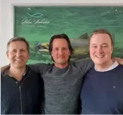  ?? ?? Above: The Swiss Blue Salmon team (L-R): Phil Huber (CFO), Rudolf Ryf (CEO), and Sune Møller (CTO).