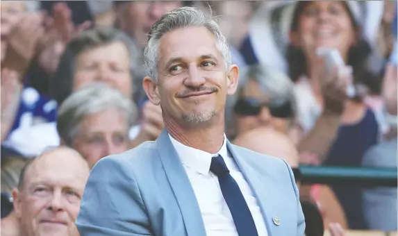  ?? JUSTIN TALLIS/GETTY IMAGES ?? Former soccer player and sports broadcaste­r Gary Lineker has been divorced twice and has said on Twitter he prefers a “nice dinner” to a relationsh­ip.