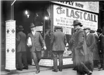  ??  ?? Prohibitio­n, Detroit, 1919, black-and-white photograph, courtesy Walter P. Reuther Library, Wayne State University.