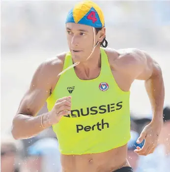  ?? Picture: HARVPIX ?? Ali Day, who has been part of a consultati­ve group advising Surf Life Saving Australia, competes at Scarboroug­h Beach in Perth yesterday.