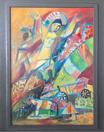  ??  ?? Intercessi­on, monotype 2010 by Ivan Ostafiychu­k is on display at the Musee Ukraina Museum.