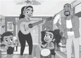  ?? PBS KIDS ?? Alma Rivera, second from right, with her parents and brother, Junior, far left, in the animated series “Alma’s Way.”