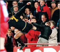  ?? ?? He’s lost les marbles: Cantona at Selhurst Park in 1995 REX Pioneers: Sky pictured one player from each of the