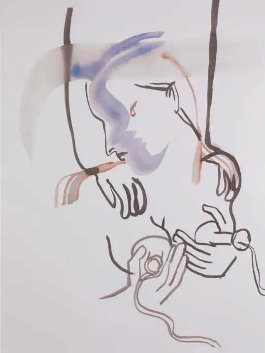  ??  ?? Camille Henrot, Wet Job 7, 2019; watercolor on paper; 55.88 x 76.2 cm