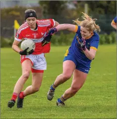  ??  ?? Wicklow’s Sarah Miley in action against Louth in Stabannon last weekend.