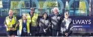  ?? PHOTO: SUPPLIED ?? Trial train . . . Standing in support of a sixweek trial of a commuter train from Mosgiel to Dunedin are Rail & Maritime Transport Union members (from left) Paul Jeffery, Courtney Kilner, Andrew Howie, Jia Jia, Lyall Kelpe and Tamara Tawhai.