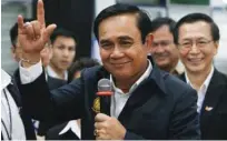  ?? - Reuters file ?? EYEING POLITICS: Thailand’s Prime Minister Prayuth Chan-ocha gestures during his visit at Thai Union company in Samut Sakhon, Thailand.