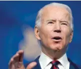  ?? CAROLYN KASTER/ AP ?? President- elect Joe Biden announces his climate and energy team nominees and appointees Saturday in Wilmington Delaware.