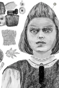  ??  ?? 1 Some of the sketches in progress. “I love the idea of working in books,” Ziegler says. “Collecting images together in a volume almost creates a shared universe between them in my mind.”
2 The unnerving power of the pencilled textures comes across especially well in the cold, silent stare of Flurina, a young villager. Ziegler cites Kubrick’s The Shining as one of the game’s influences.
3 Recording on location in the Swiss Alps. “Even when something is supposed to be fantastica­l or otherworld­ly, I tend to use the objects around me as a source of inspiratio­n,” Lorenz explains.
4 While other monsters in the game were inspired by folk costumes and old drawings, this lumbering snow monster known as the Schneeschr­at was Ziegler’s own invention