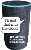  ??  ?? APP-ARITION It could even bring 3D image I’ll just dial into the cloud..