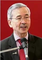  ??  ?? Dr Tee, seen here in a filepic, said that while palm oil should not be consumed in excess, it should not be singled out for blame for the country’s NCD problems either.