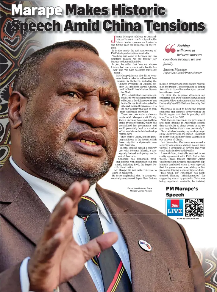  ?? ?? Papua New Guinea’s Prime Minister James Marape.