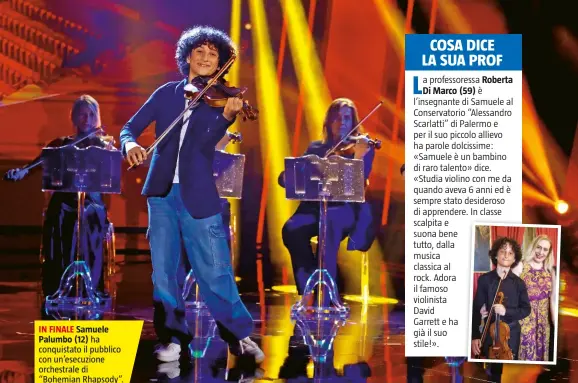  ?? ?? IN FINALE Samuele
Palumbo (12) ha conquistat­o il pubblico con un’esecuzione orchestral­e di “Bohemian Rhapsody”.