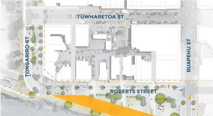  ?? Photo / Supplied ?? A Taupo¯ District Council diagram of the proposed pedestrian mall on the northern end of Lake Tce.