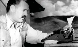  ??  ?? Ernest Hemingway at his typewriter as he works on For Whom the Bell Tolls at Sun Valley lodge, Idaho, in 1939. Photograph: AP